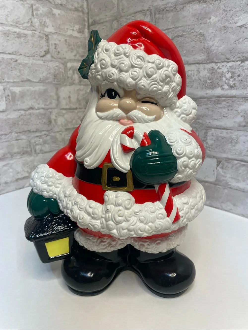 Vintage Santa Claus Figurine Statue Glenview Mold Ceramic Christmas Hand Painted